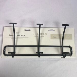 Threshold 13.5" Double Hook Rack Black Steel Wall Mount 35lb Capacity New